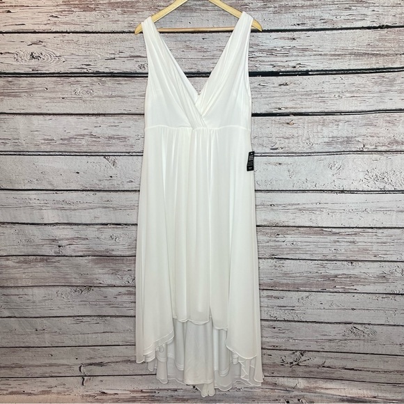 🏷️ NWT Torrid Size 12 Special Occasion Ivory Chiffon Sleeveless Hi Lo Dress NEW - Picture 2 of 15